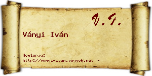 Ványi Iván névjegykártya